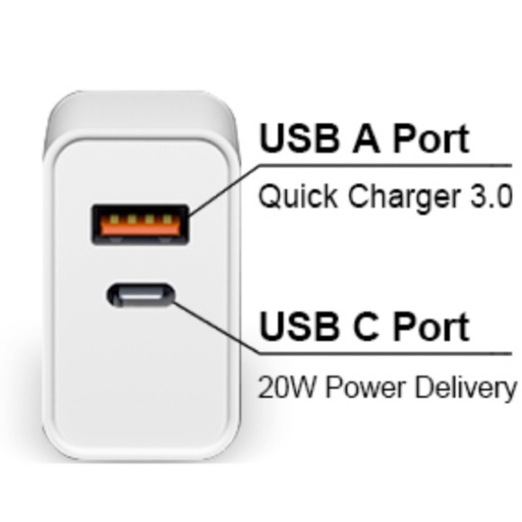 2-Pack-NWT USB C 20W Dual Port Wall Charger Block - Picture 2 of 9